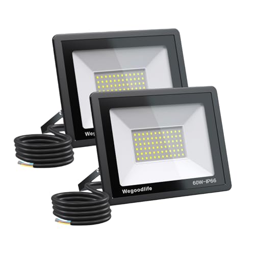 Wegoodlife 2 Stück 60W LED Strahler Außen, Superhell 6000LM LED Fluter, 6500K Kaltweiß Scheinwerfer, IP66 Wasserdicht Außenstrahler, Außenleuchte, Wandleuchte für Garten, Garage, Hinterhof, Auffahrt Wegoodlife 2 Stück 60W LED Strahler Außen, Superhell 6000LM LED Fluter, 6500K Kaltweiß Scheinwerfer, IP66 Wasserdicht Außenstrahler, Außenleuchte, Wandleuchte für Garten, Garage, Hinterhof, Auffahrt von Wegoodlife