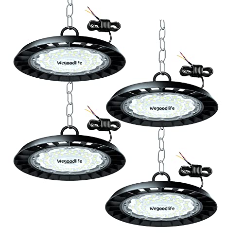 Wegoodlife 4er 150W UFO LED High Bay Light, 15000LM LED Hallenstrahler, 6500K Kaltweiß LED Werkstattlampe, IP65 Wasserdicht Industrielampe High Bay Licht für Fabriken Flughafen Patio Lagerhaus Wegoodlife 4er 150W UFO LED High Bay Light, 15000LM LED Hallenstrahler, 6500K Kaltweiß LED Werkstattlampe, IP65 Wasserdicht Industrielampe High Bay Licht für Fabriken Flughafen Patio Lagerhaus von Wegoodlife