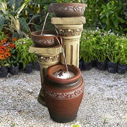 Solarspringbrunnen Solarbrunnen Toskana Garten Brunnen Kaskade Komplettset für Garten und Terrasse Tag und Nacht ! NEU mit gratis Netzteil! von Wehmann