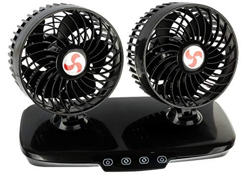 Wehmann Doppelventilator Ventilator Dual 12V mit Touchsensor Luxus 360° verstellbar mit 3-fach Geschwindigkeitsverstellung und Leuchtanzeige von Wehmann