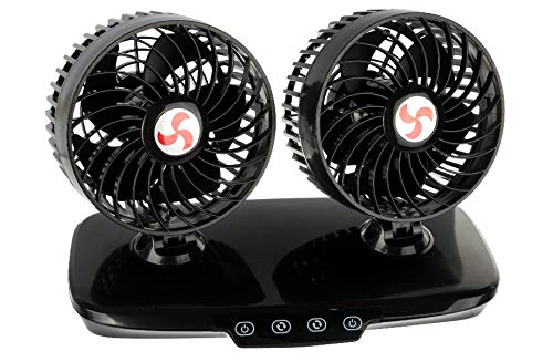 Wehmann Doppelventilator Ventilator Dual für LKW 24V 24 Volt mit Touchsensor Luxus 360° verstellbar mit 3-fach Geschwindigkeitsverstellung und Leuchtanzeige von Wehmann