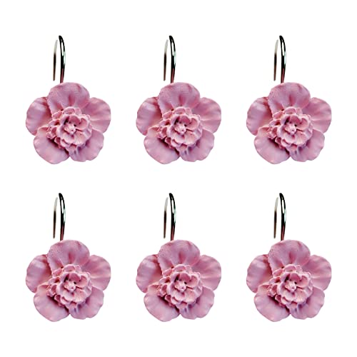 Duschvorhangringe mit rosa Blumen, 12 Stück, 12 Stück von Wehome