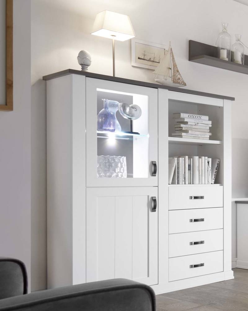 Wehrsdorfer Highboard Sylt Living in Lack weiß/Absatz Lack graphit Wehrsdorfer Highboard Sylt Living in Lack weiß/Absatz Lack graphit von Wehrsdorfer