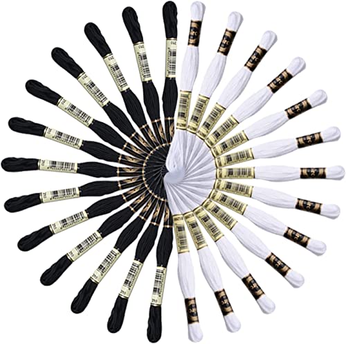 Huimai 26 Skeins Stickgarne Darunter 13 Schwarz und 13 Weiß Kreuzstich Embroidery Threads für Freundschaftsbänder, Sticken (Schwarz + Weiß) von Huimai