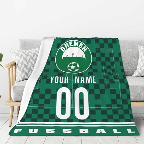 Bremen Personalisierte Kuscheldecke,Bremen Decke mit Namen, Nummer & Teamlogo,Personalisierte Geschenk für Fußball Fans - Flauschige Weiche Decke für Stadion, Couch & Wohnzimmer von WeiaiziY