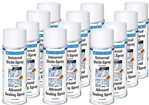 WEICON 12-11554400 schwarz Universal Dicht-Spray 12er-Set – 400 ml haftstarker Sprühkunststoff von WEICON