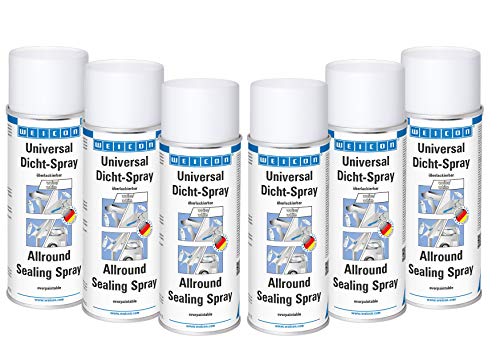 WEICON Universal Dicht-Spray 400 ml 6er Set | Dichtmittel für den Innen- und Außenbereich | Sprühkunststoff | wasserfest | weiß von WEICON