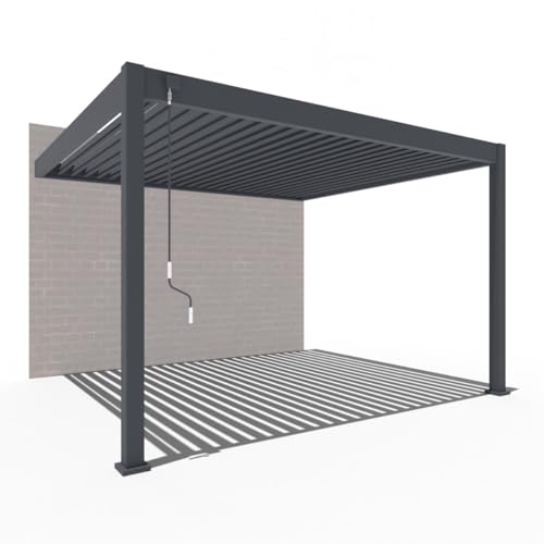 Pavillon Pergola 3,6x4m Terassenüberdachung freistehend mit Lamellendach verstellbar Gartenpavillon Hardtop wasserdicht stabil Winterfest Voll-Aluminium Grillpavillon Weide Premium Wall Anthrazit von Weide SONNENSCHUTZ