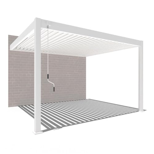 Pavillon Pergola 3,6x4m Terassenüberdachung mit Lamellendach verstellbar Gartenpavillon Hardtop wasserdicht stabil Winterfest Voll-Aluminium Grillpavillon Weide Premium Wall Weiß von Weide SONNENSCHUTZ