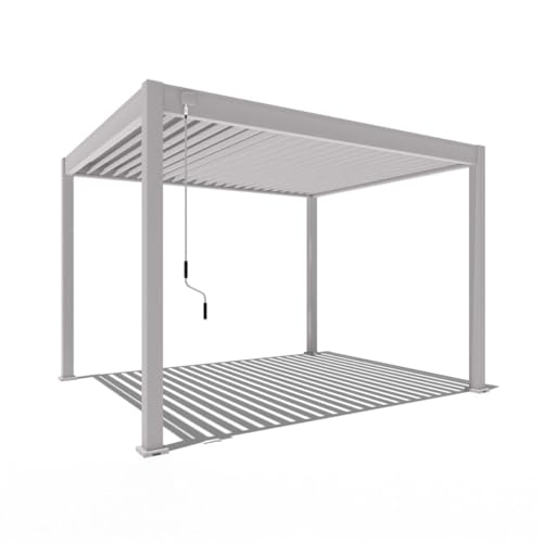 Pavillon Pergola 3x3,6m Terassenüberdachung freistehend mit Lamellendach verstellbar Gartenpavillon Hardtop wasserdicht stabil Winterfest Voll-Aluminium Grillpavillon Weide Classic Ivory Sand von Weide SONNENSCHUTZ