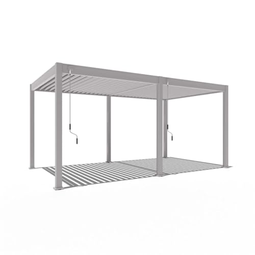 Pavillon Pergola 3x5,3m Terassenüberdachung freistehend mit Lamellendach verstellbar Gartenpavillon Hardtop wasserdicht stabil Winterfest Voll-Aluminium Grillpavillon Weide Classic Ivory Sand von Weide SONNENSCHUTZ