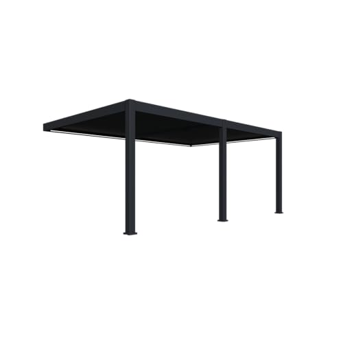 Pavillon Pergola 4x6m Terassenüberdachung mit Lamellendach verstellbar Gartenpavillon Hardtop wasserdicht stabil Winterfest Voll-Aluminium Grillpavillon Weide Deluxe Plus Wall Anthrazit von Weide SONNENSCHUTZ