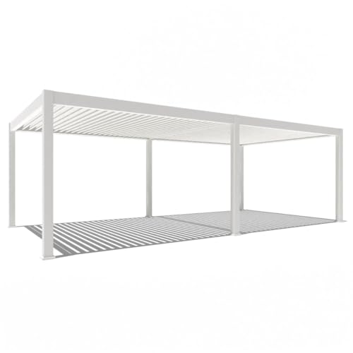 Pavillon Pergola 4x8m Terassenüberdachung freistehend mit Lamellendach elektr. verstellbar Gartenpavillon mit LED Hardtop wasserdicht stabil Winterfest Aluminium Weide Deluxe Fernbedienung Weiß Pavillon Pergola 4x8m Terassenüberdachung freistehend mit Lamellendach elektr. verstellbar Gartenpavillon mit LED Hardtop wasserdicht stabil Winterfest Aluminium Weide Deluxe Fernbedienung Weiß von Weide SONNENSCHUTZ