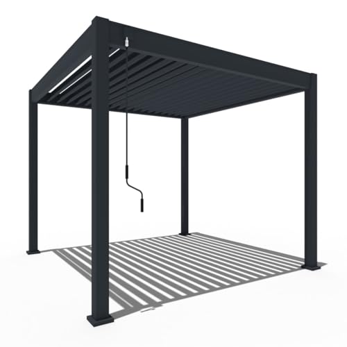 Pavillon Pergola 3x3m Terassenüberdachung freistehend mit Lamellendach verstellbar Gartenpavillon Hardtop wasserdicht stabil Winterfest Voll-Aluminium Grillpavillon wetterfest Weide Classic Anthrazit von Weide SONNENSCHUTZ