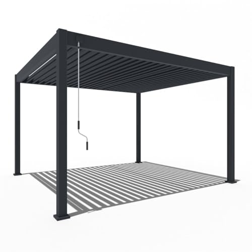 Pavillon Pergola 3,6x4m Terassenüberdachung freistehend mit Lamellendach verstellbar Gartenpavillon Hardtop wasserdicht stabil winterfest Voll-Aluminium Grillpavillon wetterfest Weide Deluxe Anthrazit von Weide SONNENSCHUTZ