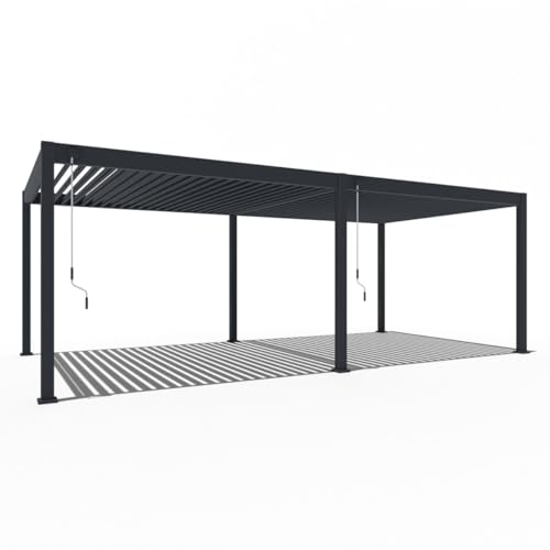 WEIDE® Deluxe Pavillon mit Lamellendach 3,6x7,2 m I Rostfreie Voll-Aluminium Pergola freistehend I Optimaler Schutz vor Sonne & Regen I verstellbaren Aluminium-Lamellen (3,6 x 7,2 M, Anthrazit) von Weide SONNENSCHUTZ