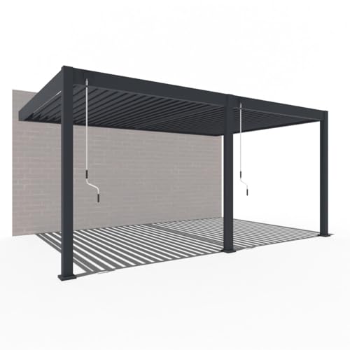 WEIDE® Deluxe Wall Pavillon mit Lamellendach I Rostfreie & Robuste Voll-Aluminium Wand Pergola I Optimaler Schutz vor Sonne & Regen Dank verstellbaren Aluminium-Lamellen (3,6 x 5,3 M, Anthrazit) von Weide SONNENSCHUTZ