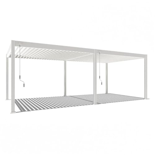 WEIDE Deluxe Pavillon mit Lamellendach 3,6x7,2 m I Rostfreie Voll-Aluminium Pergola freistehend I Optimaler Schutz vor Sonne & Regen I verstellbaren Aluminium-Lamellen (3,6 x 7,2 M, Weiß) von Weide SONNENSCHUTZ