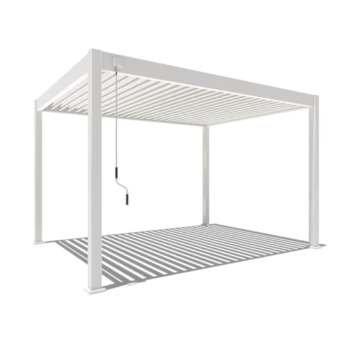 WEIDE® Deluxe Pavillon in Weiß mit Lamellendach 3x4 m I Rostfreie & Robuste Voll-Aluminium Pergola freistehend I Optimaler Schutz vor Sonne & Regen Dank verstellbaren Aluminium-Lamellen von Weide SONNENSCHUTZ