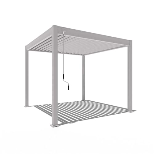 Pavillon Pergola 3x3m Terassenüberdachung freistehend mit Lamellendach verstellbar Gartenpavillon Hardtop wasserdicht stabil winterfest Voll-Aluminium Grillpavillon wetterfest Weide Classic Ivory sand von Weide SONNENSCHUTZ