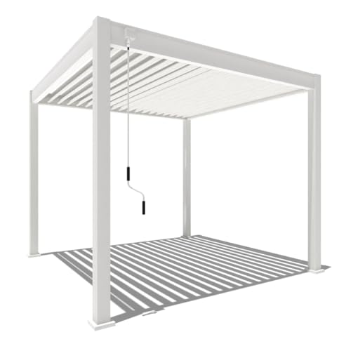 Pavillon Pergola 3x3m Terassenüberdachung freistehend mit Lamellendach verstellbar Gartenpavillon Hardtop wasserdicht stabil Winterfest Voll-Aluminium Grillpavillon wetterfest Weide Classic Weiß von Weide SONNENSCHUTZ