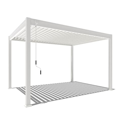 WEIDE - Classic Terrassenüberdachung freistehend mit einstellbarem Stahl-Lamellendach I Pfosten aus Voll-Aluminium I Robustes Terassenüberdach I wasserdicht (Weiß, 3 x 4 M) von Weide SONNENSCHUTZ