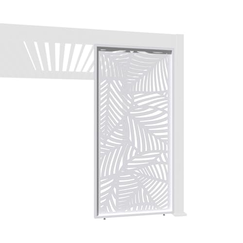 Weide Dekorative Lamellenwand Paneel Zubehör für Weide Pergola | Blatt-Design | Aluminium | Anthrazit, Weiß | 3 Breiten | Flexibler Sichtschutz und optimale Luftzirkulation (Weiß, 123 cm) von Weide SONNENSCHUTZ