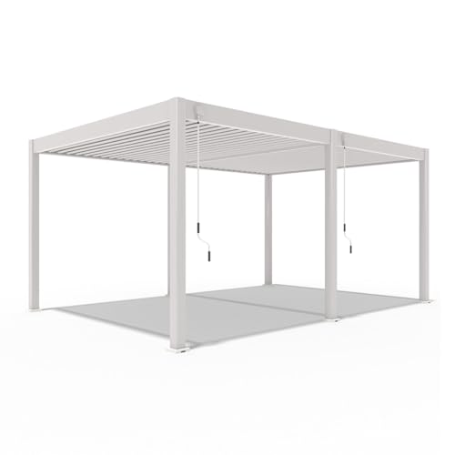 Weide Deluxe Pavillon 3,6x5,3 m stabil aus Aluminium - Pergola freistehend mit Lamellendach - Garten Sonnenschutz - Wetterbeständig wasserdicht Winterfest - Gartenpavillon in Ivory Sand von Weide SONNENSCHUTZ