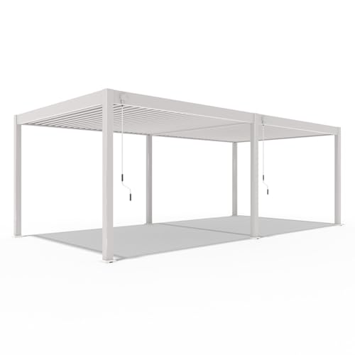 Weide Deluxe Pavillon 3,6x7,2 m stabil aus Aluminium - Pergola freistehend mit Lamellendach - Garten Sonnenschutz - Wetterbeständig wasserdicht Winterfest - Gartenpavillon in Ivory Sand von Weide SONNENSCHUTZ