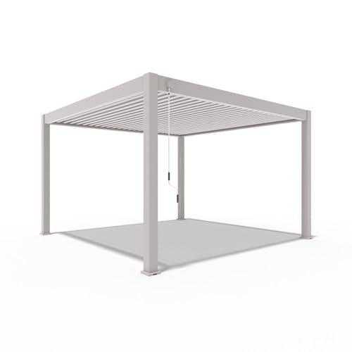 Weide Deluxe Plus Pavillon 4x4 m stabil aus Aluminium - Pergola freistehend mit Lamellendach - Garten Sonnenschutz - Wetterbeständig wasserdicht Winterfest - Gartenpavillon Grillpavillon in Ivory Sand von Weide SONNENSCHUTZ