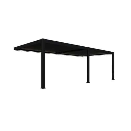Weide Deluxe Plus | Wand Pergola | Voll Aluminium | 4 x 8 m | Terassenüberdachung | verstellbar Gartenpavillon Hardtop wasserdicht stabil | LED-Beleuchtung | motorisiertes Lamellendach Anthrazit von Weide SONNENSCHUTZ
