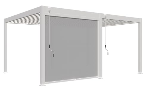 Weide Pavillon Sonnenrollo Ausziehbare Senkrechtmarkise außen für Pergola Sichtschutz Rollo 255cm hoch aus Aluminium, Textil wasserdicht stabil UV-Schutz (2,65 Meter, Weiß) für Alu-Pavillon Weide von Weide SONNENSCHUTZ