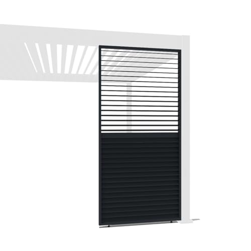 Weide Verstellbare Horizontale Lamellenwand Paneel Zubehör für Weide Pergola | Aluminium | Anthrazit, Holzoptik | 3 Breiten | Flexibler Sichtschutz und optimale Luftzirkulation (Anthrazit, 113 cm) von Weide SONNENSCHUTZ
