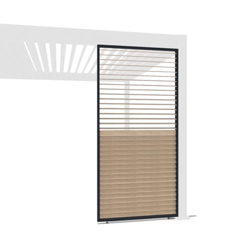 Weide Verstellbare Horizontale Lamellenwand Paneel Zubehör für Weide Pergola | Aluminium | Anthrazit, Holzoptik | 3 Breiten | Flexibler Sichtschutz und optimale Luftzirkulation (Holzoptik, 93 cm) von Weide SONNENSCHUTZ