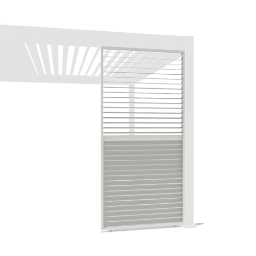 Weide Verstellbare Horizontale Lamellenwand Paneel Zubehör für Weide Pergola | Aluminium | Anthrazit, Holzoptik | 3 Breiten | Flexibler Sichtschutz und optimale Luftzirkulation (Weiß, 123 cm) von Weide SONNENSCHUTZ