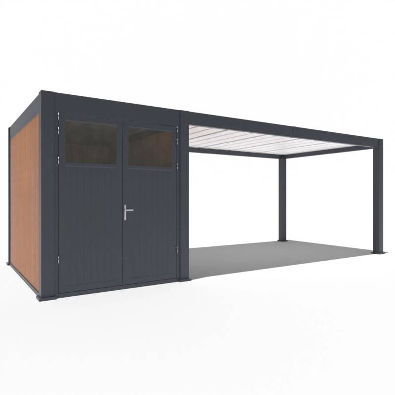 Weide Carport mit Abstellraum Aluminium Pergola 3x7,2m Anthrazit Garage Überdachung Weide Carport mit Abstellraum Aluminium Pergola 3x7,2m Anthrazit Garage Überdachung von Weide