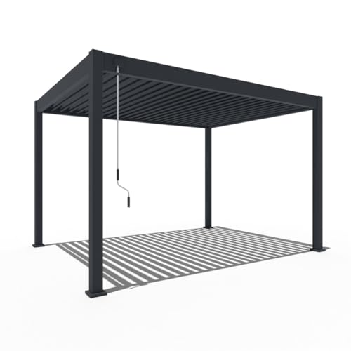 Weide Deluxe | Voll-Alu Pavillon | 3 x 4 M | Lamellendach anthrazit | Pergola freistehend von Weide