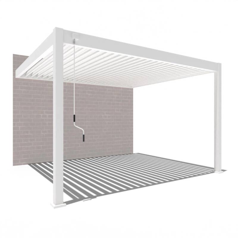 Weide Deluxe Wand Pergola Voll Aluminium 3 x 3,6 M Lamellendach Weiß Pavillon von Weide