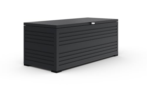 Weide Gartenbox | 100% Aluminium | Aufbewahrungsbox 590 L | Outdoor Box mit Deckel | 130 x 74 x 62 cm von Weide