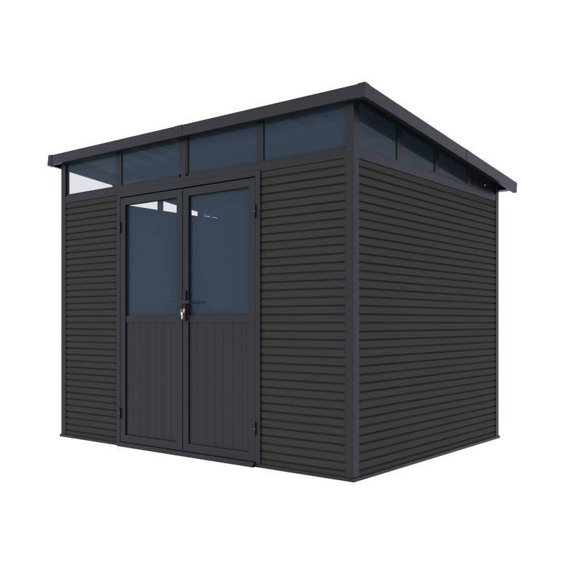 Weide Gartenhaus Aluminium Gerätehaus mit Doppeltür 278x218x226 cm Wetterfest Anthrazit von Weide