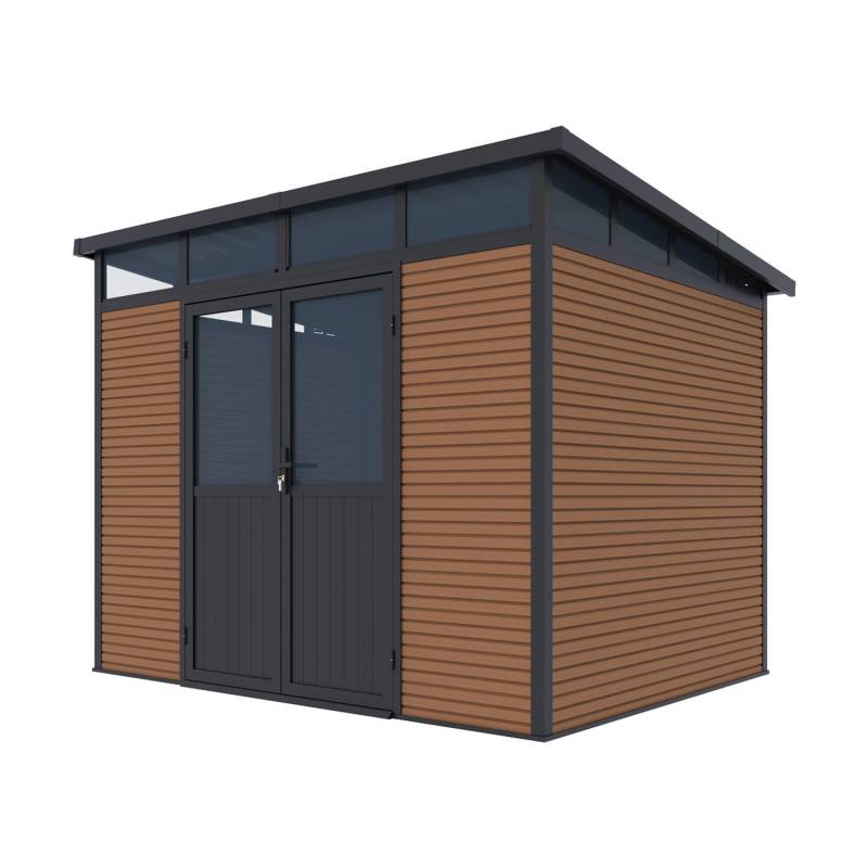 Weide Gartenhaus Aluminium Gerätehaus mit Doppeltür 278x218x226 cm Wetterfest Teak Weide Gartenhaus Aluminium Gerätehaus mit Doppeltür 278x218x226 cm Wetterfest Teak von Weide