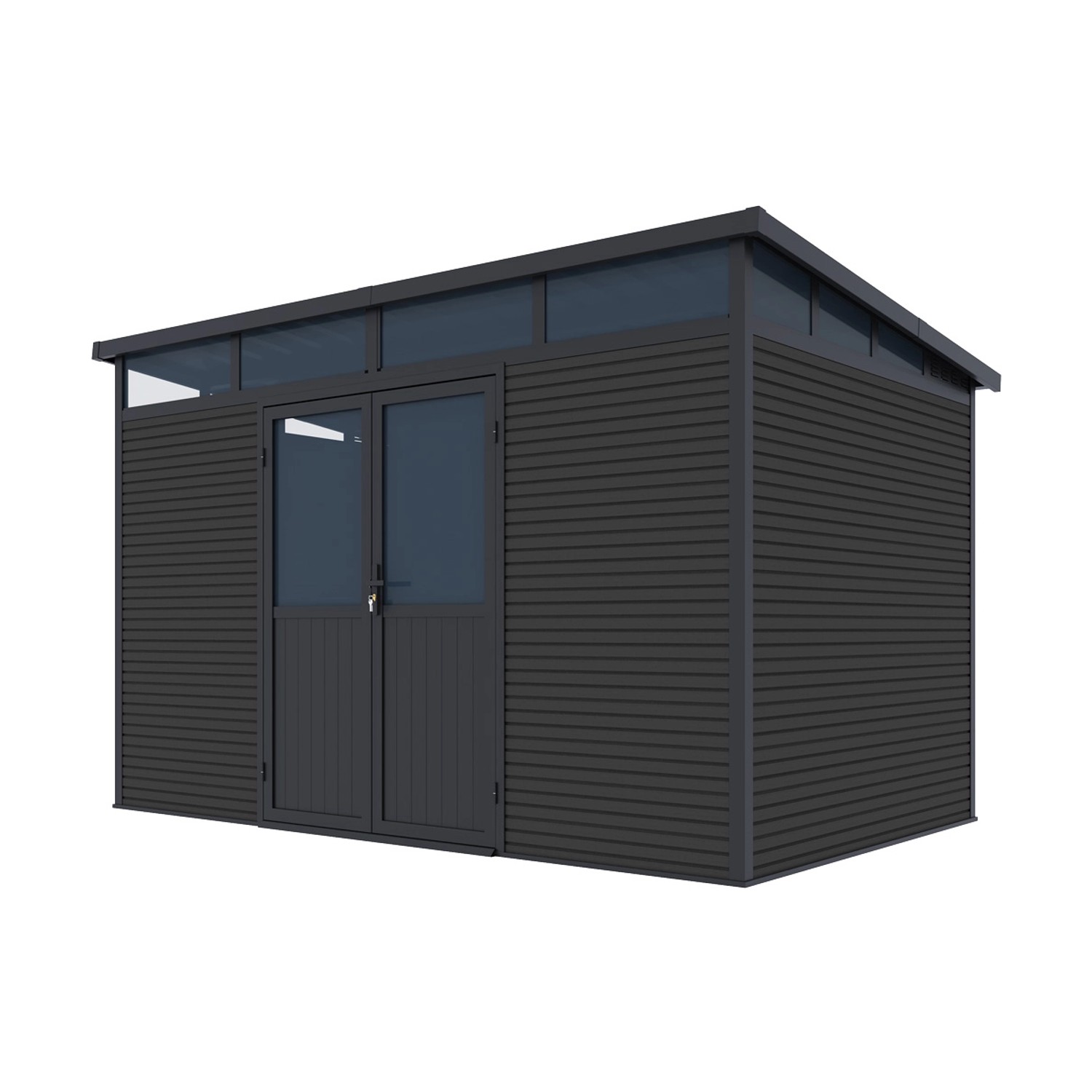 Weide Gartenhaus Aluminium Gerätehaus mit Doppeltür 338x218x226 cm Wetterfest Anthrazit Weide Gartenhaus Aluminium Gerätehaus mit Doppeltür 338x218x226 cm Wetterfest Anthrazit von Weide