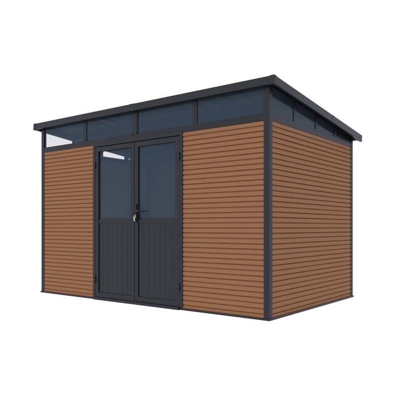 Weide Gartenhaus Aluminium Gerätehaus mit Doppeltür 338x218x226 cm Wetterfest Teak Weide Gartenhaus Aluminium Gerätehaus mit Doppeltür 338x218x226 cm Wetterfest Teak von Weide
