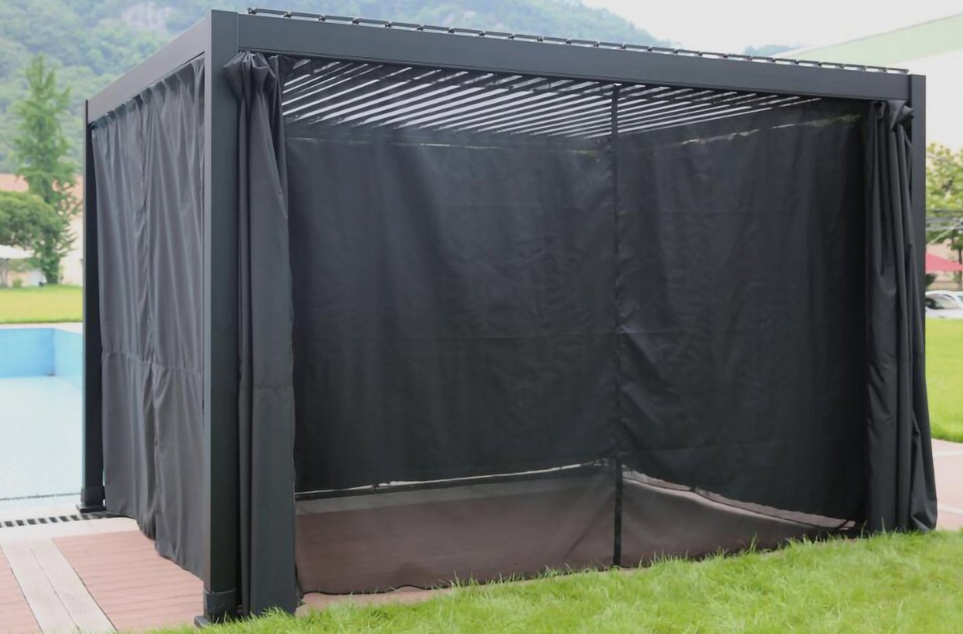 Weide Pavillonseitenteil Weide Vorhang und Moskitonetzkombination schwarz für 3,6x3,6M Pavillon von Weide