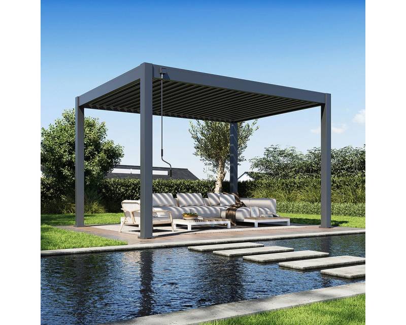 Weide Pergola Deluxe Plus Pavillon Terrassenüberdachung Aluminium 3 x 4 M anthrazit, BxTxH: 400x300x255 cm von Weide