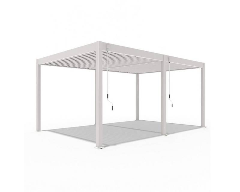 Weide Pergola Deluxe Voll-Alu Pergola 3,6 x 5,3 M Ivory Sand Lamellendach von Weide