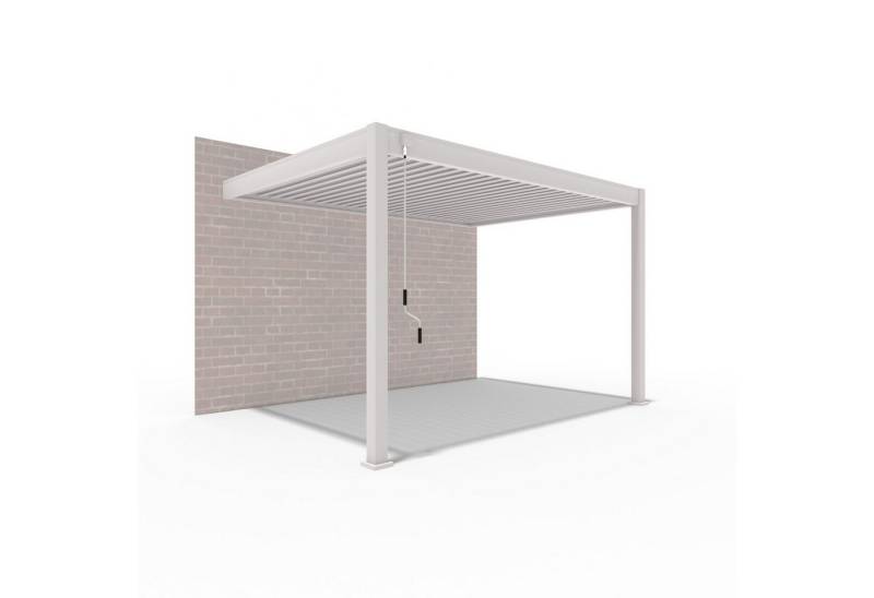 Weide Pergola Deluxe Wand Voll-Alu Pergola 3 x 4 M Lamellendach Ivory Sand, BxTxH: 400x300x255 cm von Weide