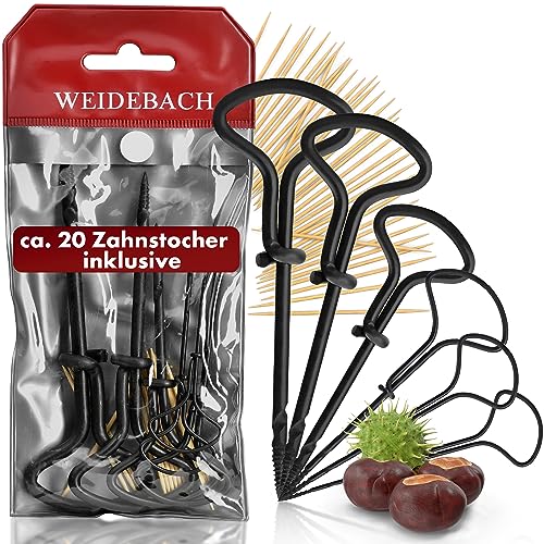 WEIDEBACH® 6-teiliges Kastanienbohrer Set, 1,5-6 mm Bohrer inkl. 20 Zahnstocher zum Basteln, Kastanien-Bastelset, Kastanienset, Kastanienmännchen Bastelset, Holzbohrer Handbohrer für Kastanien von Weidebach