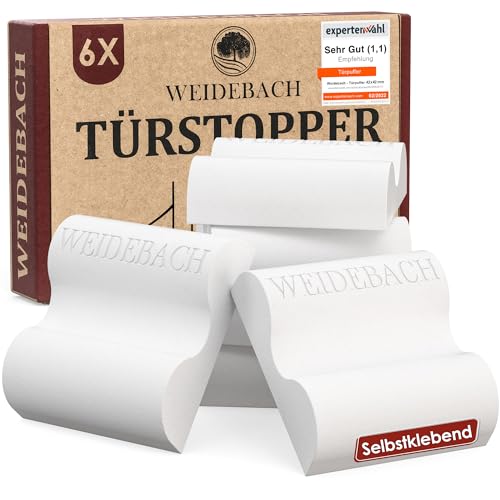 WEIDEBACH® 6x quadratische Türstopper 50% leiser, 42mm x 12 mm Türpuffer Wand selbstklebend,Türschoner mit optimierter Abfederung, Türanschlagdämpfer, Wandstopper selbstklebend, Wandschoner von Weidebach