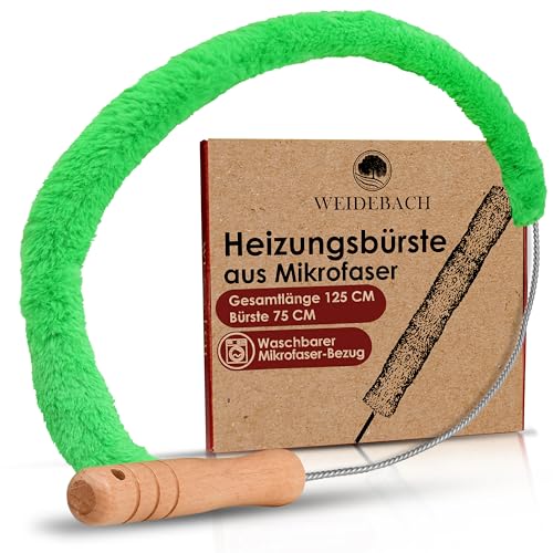 Weidebach Heizkörperbürste 125cm Gesamtlänge / 75cm Bürste aus Mikrofaser, Heizkörper Reinigungsbürste tierhaarfrei, Heizkörperbürste kommt in jeden Winkel, stabile & flexible Heizungsbürste von Weidebach